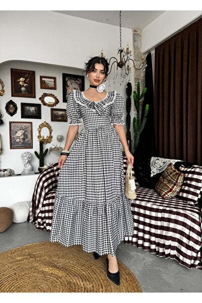 conconmoda Geun Fırfır Yaka Elbise