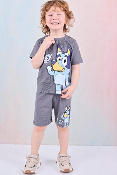LUFFY KİDS Printed Boys' T-Shirt and Shorts Set - 1077