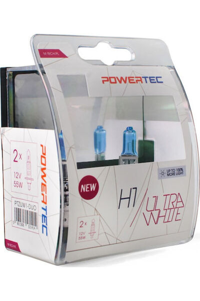 M-TECH Λάμπες Αυτοκινήτου & Μοτοσικλέτας Powertec Ultra White H1 Αλογόνου 470...