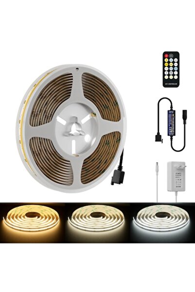 PAUTIX Bandă LED COB, CCT reglabilă, alb cald-rece 2700K-6500K, 24V, 1920 LED...