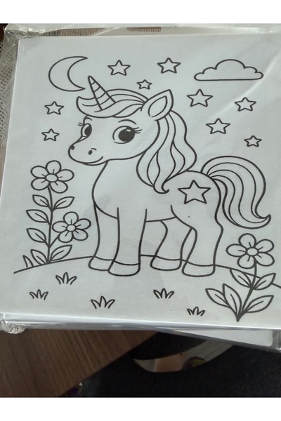 Luniva Unicorn Boyama Seti – 20x20 Tuval, 6 Renk Boya ve Fırça