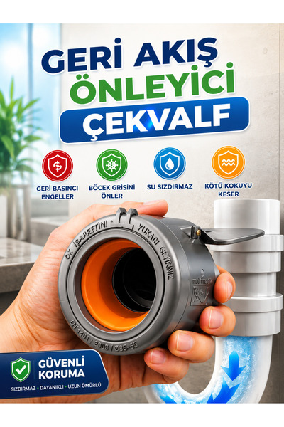 CinaMax Ø50 Lavabo Gideri Çekvalfli Koku ve Böcek Önleyici Adaptör