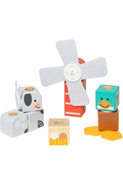 Melissa & Doug Wooden Construction Set - Farm Friends, 16 Pieces