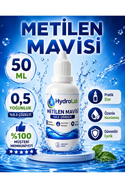 Hydrolab Metilen Mavisi %0,5 Çözelti 50 ML - Damlalıklı Pratik Kullanım