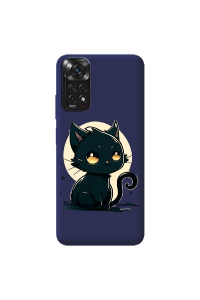 Other Xiaomi Redmi Note 11 4G Black Cat Dark blue Colored Silicone TPU Θήκη