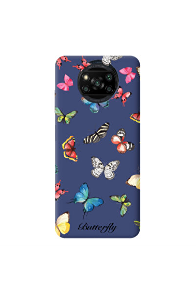 Other Xiaomi Poco X3 /X3 Pro Mixed Butterflys Dark blue Colored Silicone TPU ...