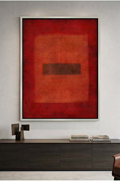 Jasmine Art Abstract Red Color Field Geometric Wall Art | Framed Canvas Print...