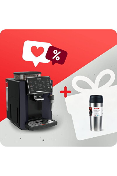 TEFAL Pachet Promo Espressor Automat Sensation EA910B, 1450W, 15 Bar, 1.7L, C...