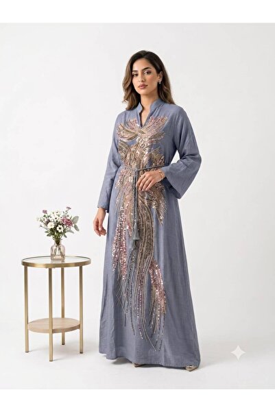 DAY BY DAY Embroidered Linen Jalabiya Designed for the Summer Season