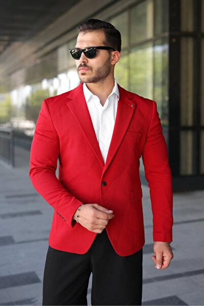 SABRİ ZENGİN Erkek Slim Fit Çift Düğme Blazer Ceket