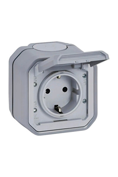 OEM Legrand Plexo IP44 γκρι μονή γειωμένη πρίζα, επιφανειακής τοποθέτησης