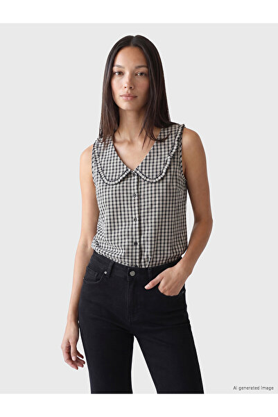 LC Waikiki Özmarka New Season Baby Collar Plaid Blouse