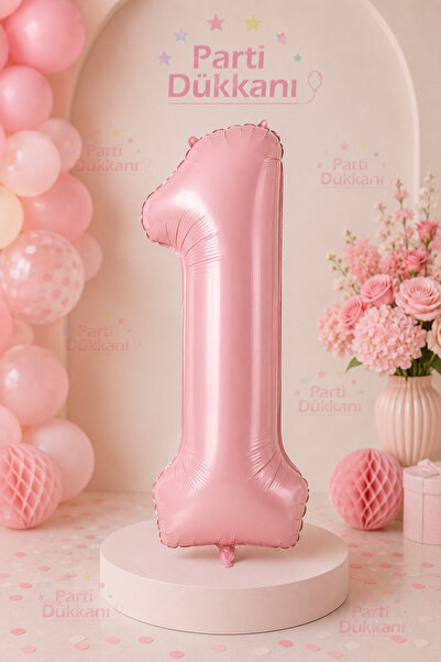 Parti Dükkanı 1 Rakam Folyo Balon 34 İnç 76 CM Pembe Renk Helyum Uyumlu Doğum...