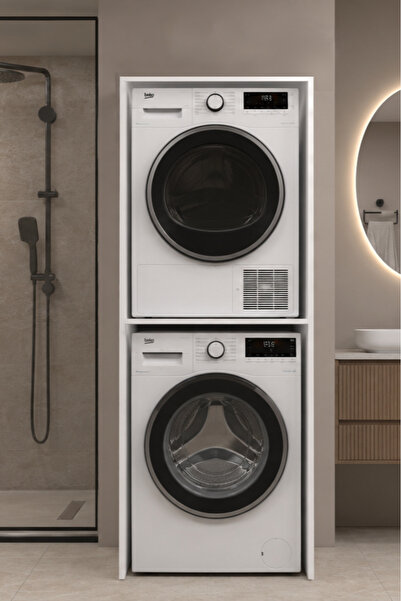 MOBİLİQUE Atik No.1 Çamaşır ve Kurutma Makinesi Dolabı 2 Katlı Banyo Düzenley...