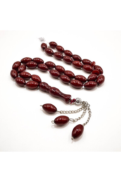 Generic Turkish Bağa Rosary 33 Beads 8x13mm Deep Burgundy Prayer Beads 34.5g ...