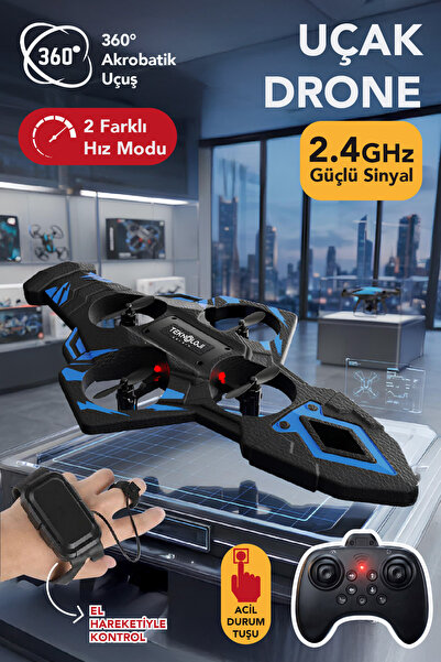 Teknoloji Gelsin LED Işıklı El Hareketi Kontrollü Mini Drone | 360° Uçuş, Tek...