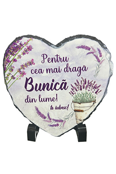 LimArt Placa decorativa ardezie in forma de inima, Lavanda, 14x13 cm - "Pentr...