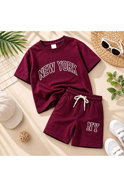 Lolliboomkids Boy's Slogan Text Embroidered T-Shirt - Shorts Bottom Top Set