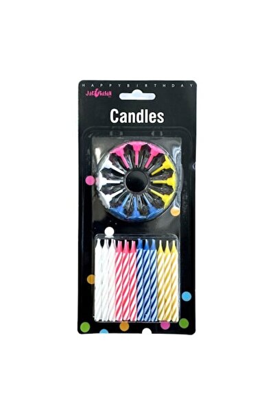 OEM Set de 24 de lumânări multicolore pentru tort, 6 cm