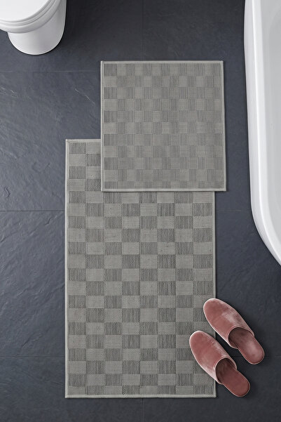 dekozer Lunaanthracite/Grey 2-Piece Mat Set Bathroom, Soft, Machine Washable,...