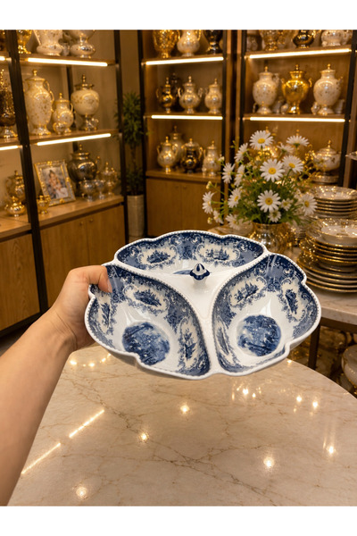 Generic Brand Esterhomedecor 3-Compartment Porcelain Snack Bowl