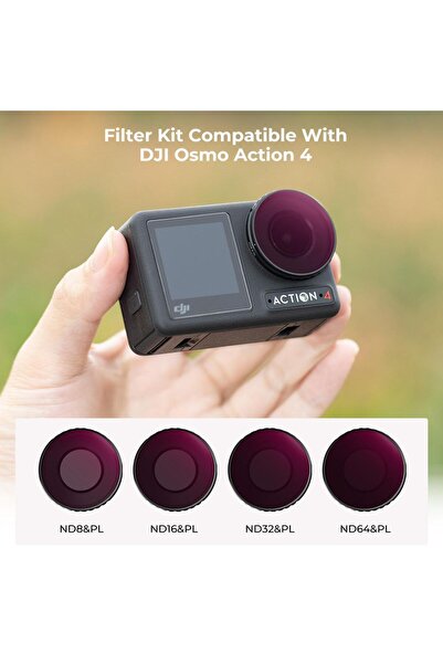 K&F CONCEPT DJI Osmo Action 4/5 uyumlu 4 lü SET PRO ND&PL Filtre Kiti ND8&PL ...