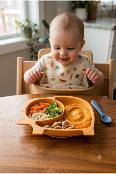 wappa PORTAKAL Renk 1 ADET Fil Model Mama Tabağı Seti 2 Bölmeli Çocuk ve Bebe...