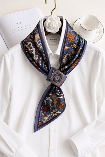 Walkenzo Lumina Ethnic Floral Patterned Silky Textured Women's Tie Scarf – Ne...