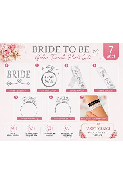 Bkmc Bride Team Bride 7 Piece Bachelorette Party Set |   Bride to Be Crown an...