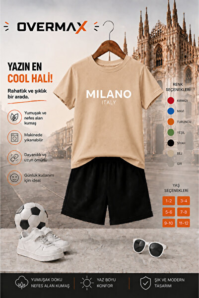 OVERMAX Milano Printed Children's Set – T-Shirt & Shorts 2-Piece Combination ...