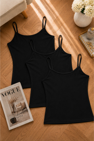 ROZELT Women's Bamboo Rope Strap Tank Top |   Soft Textured Breathable 3-Piec...