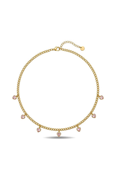 h&b design jewel Steel Pink 7 Heart Charm Necklace