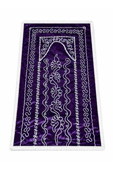 çeyizköşesi Purple Velvet Dowry Box Bridal Set Prayer Mat