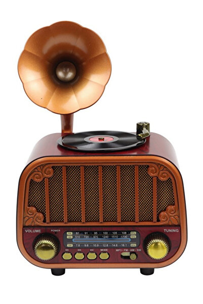 Dexxony Nostaljik Radyo MD-1319 Gramofonlu Bluetooth Hoparlör - Ahşap Tasarım...