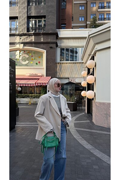 Soolin Store Bej Oversizs Blazer Ceket