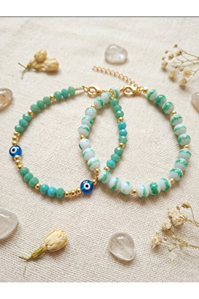 Shine Elagance Green Faceted Cut Bead Evil Eye Bead Themed and Large Size Rou...