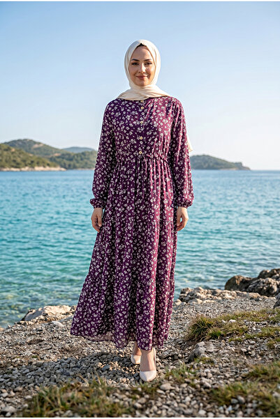 SAHRA BUTİK ÇİÇEK DESENLİ VİSKON ELBİSE