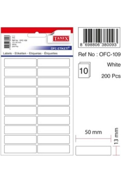 Tanex Label Ofc-109 White 13X50Mm 10 Pieces - 2 Packs
