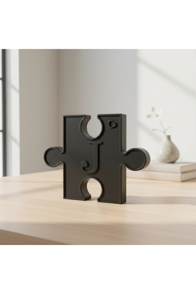 OEM Puzzle Wall Decoration with Customizable Initial - Matte Composite Black