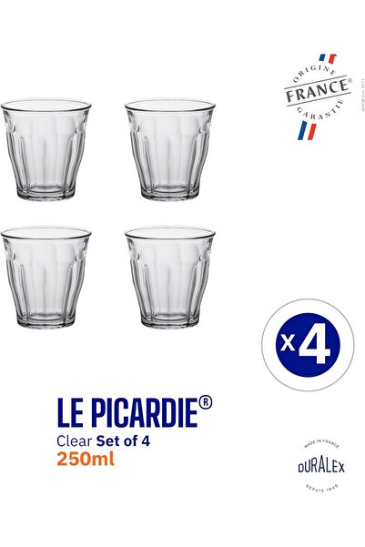 Duralex Picardie 1027AC04 Set of 4 Transparent Glass Tumblers, 25 cl