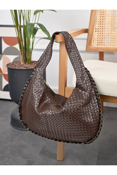 Rivina Mi̇lan Knitted Patterned Faux Leather, Zippered, Single Compartment, L...
