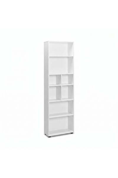 Adore Bibliotecă albă, 8 rafturi, Alb, 55x187x23 cm - Alb