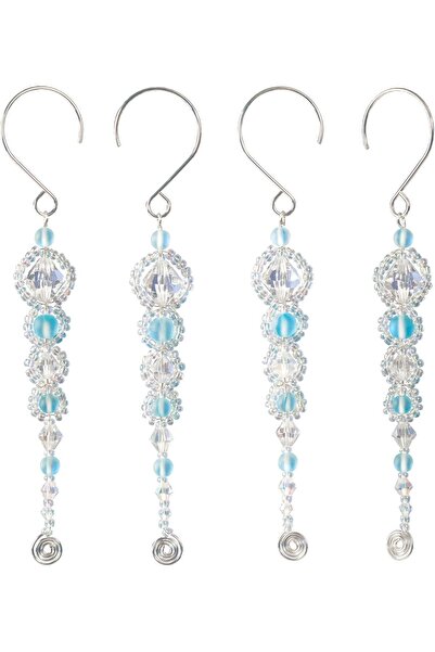 Yıldızan Zg Store Solid Oak Beaded Ornament Kit, Shiny Ice Fringes 4 Pieces 1...