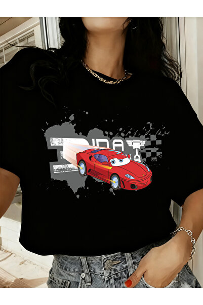 SAUDI lightning MCQUEEN cars Men and Women's 100% Cotton T-Shirt - Oversized ...