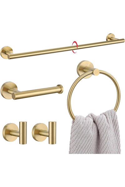 Diason Brushed Gold Bathroom Accessories Set 5 Pieces, 23.6 Inch SUS304 Stain...