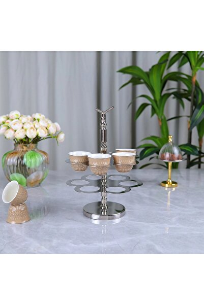 Al Hadaya Mall Stainless Steel Coffee Cup Holder with Elegant Design - Silver...