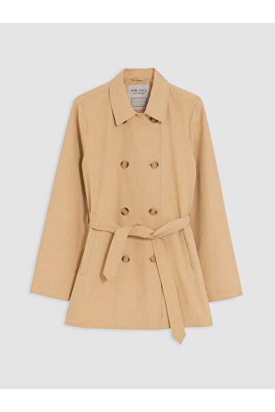 LC Waikiki Beige Belted Girl's Trench Coat