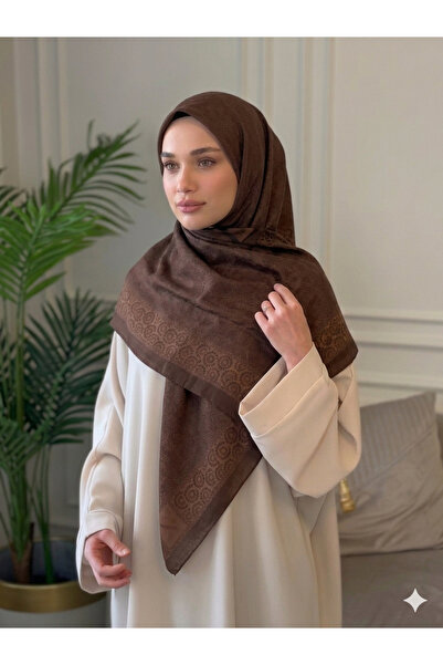 Nazellaa Ruseri Large Size Cotton Scarf 110X110 Brown