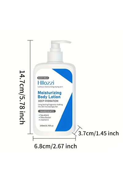 Hllozzi 200ml Deep Hydration Moisturizing Face & Body Lotion for Dry Skin with Hyaluronic Acid, Shea Butter, Vitamin E, Plant Squalane, Amber Scented.