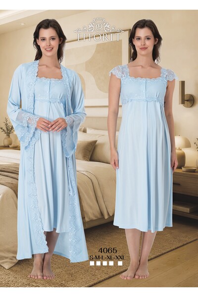 EM&FA TEKSTİL Maternity Nursing Nightgown Set with Special Features